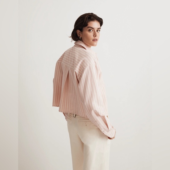 MADEWELL Oversized Signature Oxford Crop Shirt - Dusty Rose - Picture 3 of 11